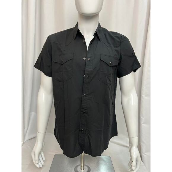 NWT! Straight To Hell Open Road Black Short Sleeve Western Shirt LARGE - Picture 1 of 13